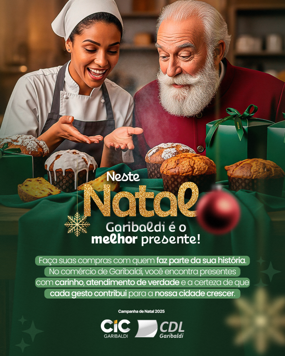 CIC e CDL Garibaldi lançam campanha de Natal para valorizar o comércio local