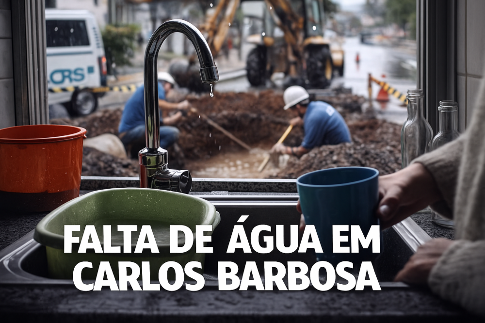 Rompimento de rede deixa Centro e Planalto sem água em Carlos Barbosa
