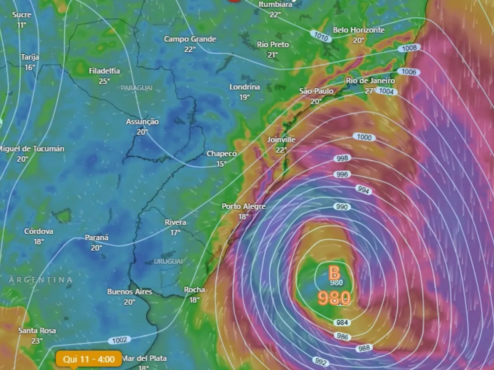 Defesa Civil alerta para Ciclone Extratropical com temporal e granizo