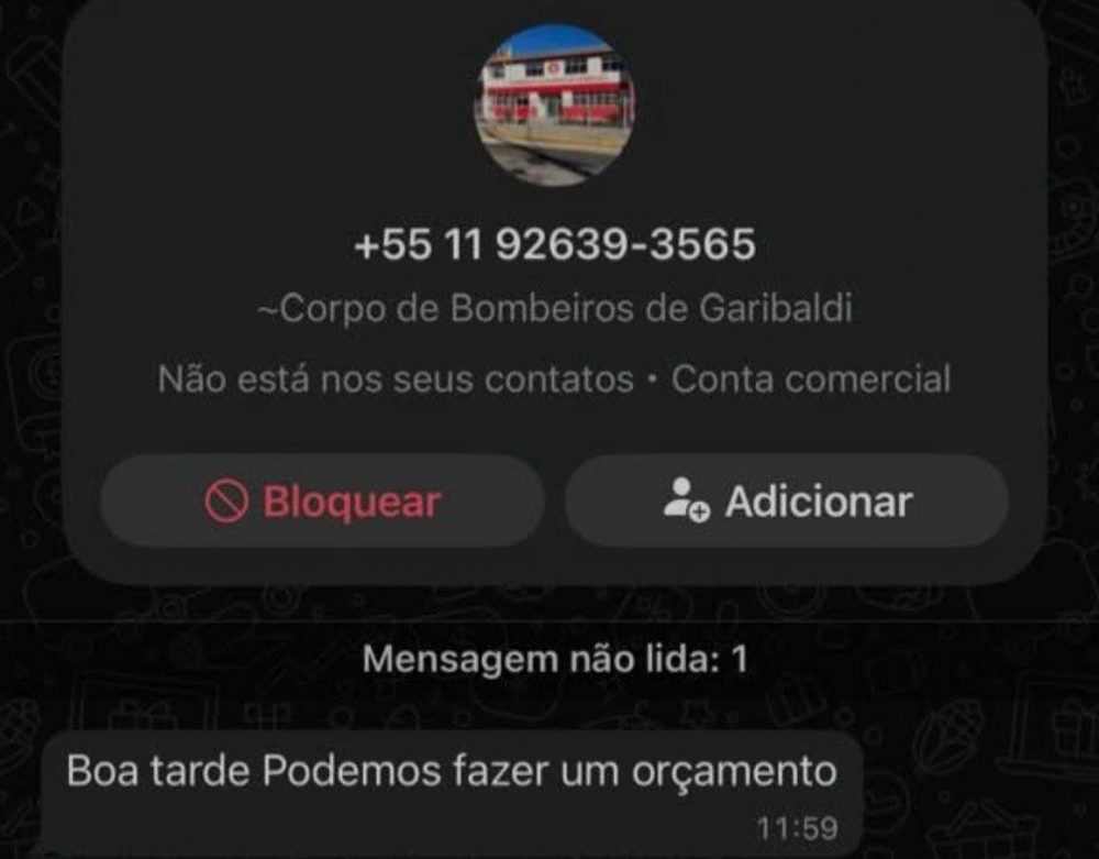 Criminosos usam nome dos Bombeiros Voluntários para enganar empresas