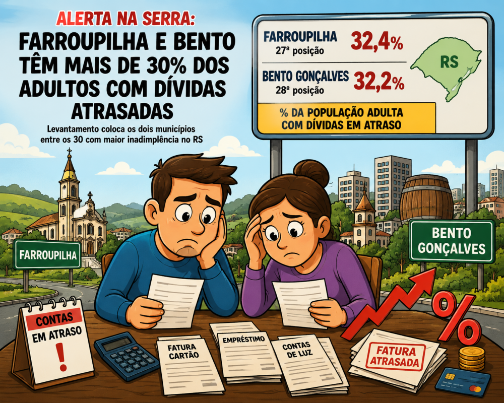 Farroupilha e Bento têm mais de 30% dos adultos com dívidas atrasadas