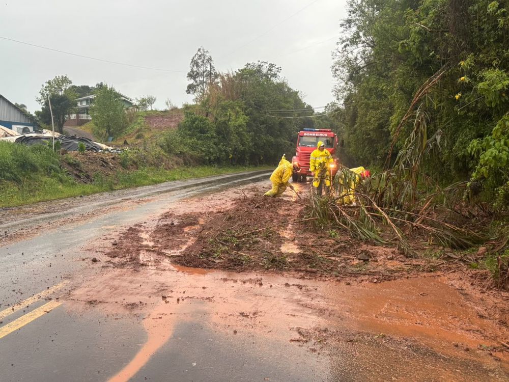 Queda de barreira provocou transtornos perto do pedágio de Boa Vista do Sul