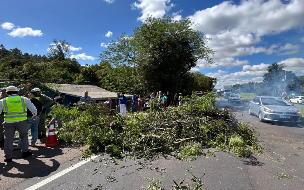 Revolta por falta de energia bloqueia RS-122 e causa congestionamento de 5 km